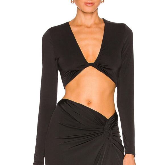 AFRM Tops - NWT AFRM Nico Twist Crop Top in Noir Black Size S